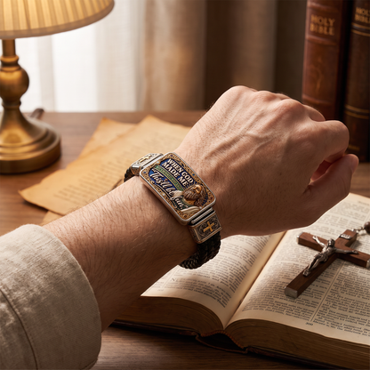 “When God Made Me, He Grinned” Christian Bracelet – Funny Jesus & Cross Braided Faith Wristband, Inspirational Religious Gift