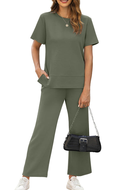 Women's  Fashion Comfy Wide Leg 2 Piece Lounge Set (Buy 2 Free Shipping)