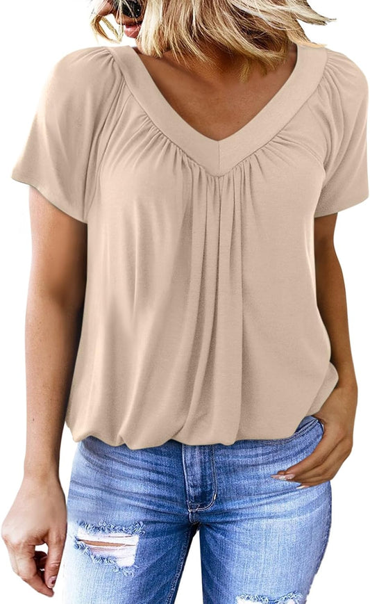 Women's Casual Short Sleeve V Neck Basic T-shirts (Buy 3 Free Shipping)