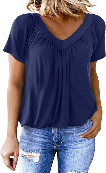 Women's Casual Short Sleeve V Neck Basic T-shirts (Buy 3 Free Shipping)
