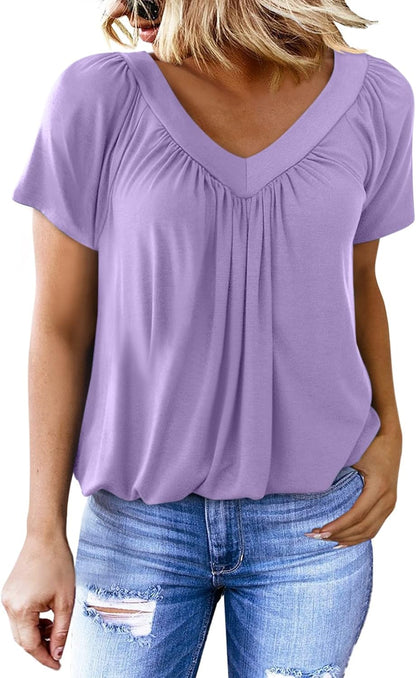 Women's Casual Short Sleeve V Neck Basic T-shirts (Buy 3 Free Shipping)