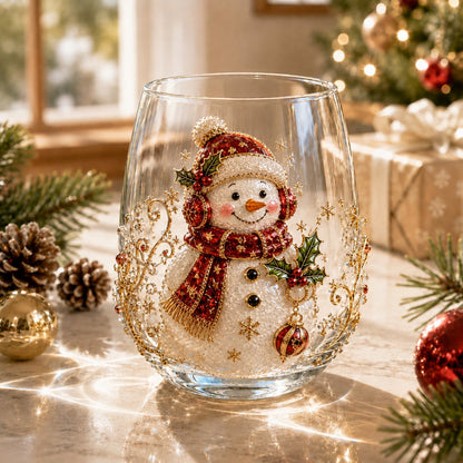 🎄🎄✨ Christmas Glass Art Cup | Luxury Raised Holiday Glassware for Drinks, Decor & Christmas Gifts 🎁