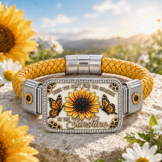 Sunflower & Butterfly "Be the Sunshine" Inspirational Braided Bracelet