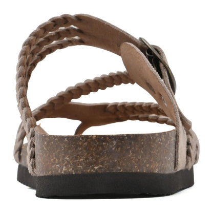 Women's Braided Toe Loop Flat Slide Sandals Bohemian Cork Footbed Summer Shoes