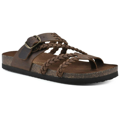 Women's Braided Toe Loop Flat Slide Sandals Bohemian Cork Footbed Summer Shoes