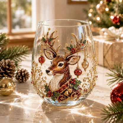 🎄🎄✨ Christmas Glass Art Cup | Luxury Raised Holiday Glassware for Drinks, Decor & Christmas Gifts 🎁