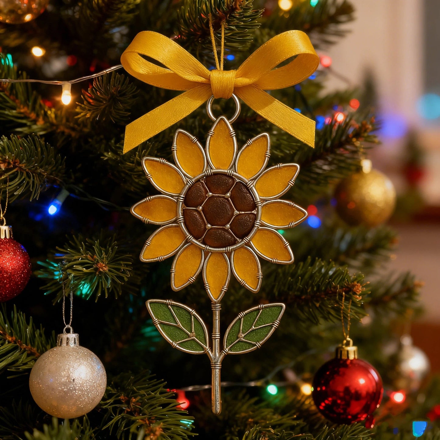 The "Coastal Blooms" Collection: Handmade Sea Glass Flower Ornaments with Meaning Card