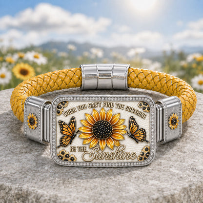 Sunflower & Butterfly "Be the Sunshine" Inspirational Braided Bracelet