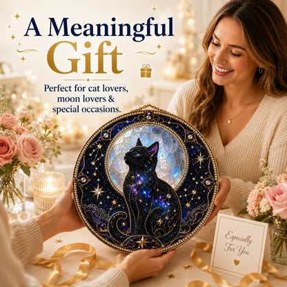 Premium 3D Pearl Celestial Black Cat Window Hanging Kit | DIY Handmade Moonlight Suncatcher Decor