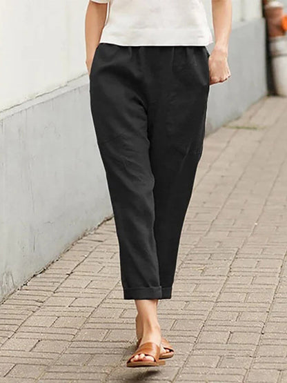 Linen-cotton Women's Large Size Loose Pants