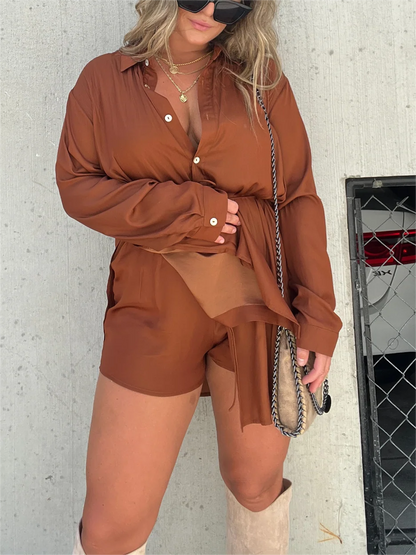 Satin Covered Nights Romper Dress Set (Buy 2 Free Shipping)