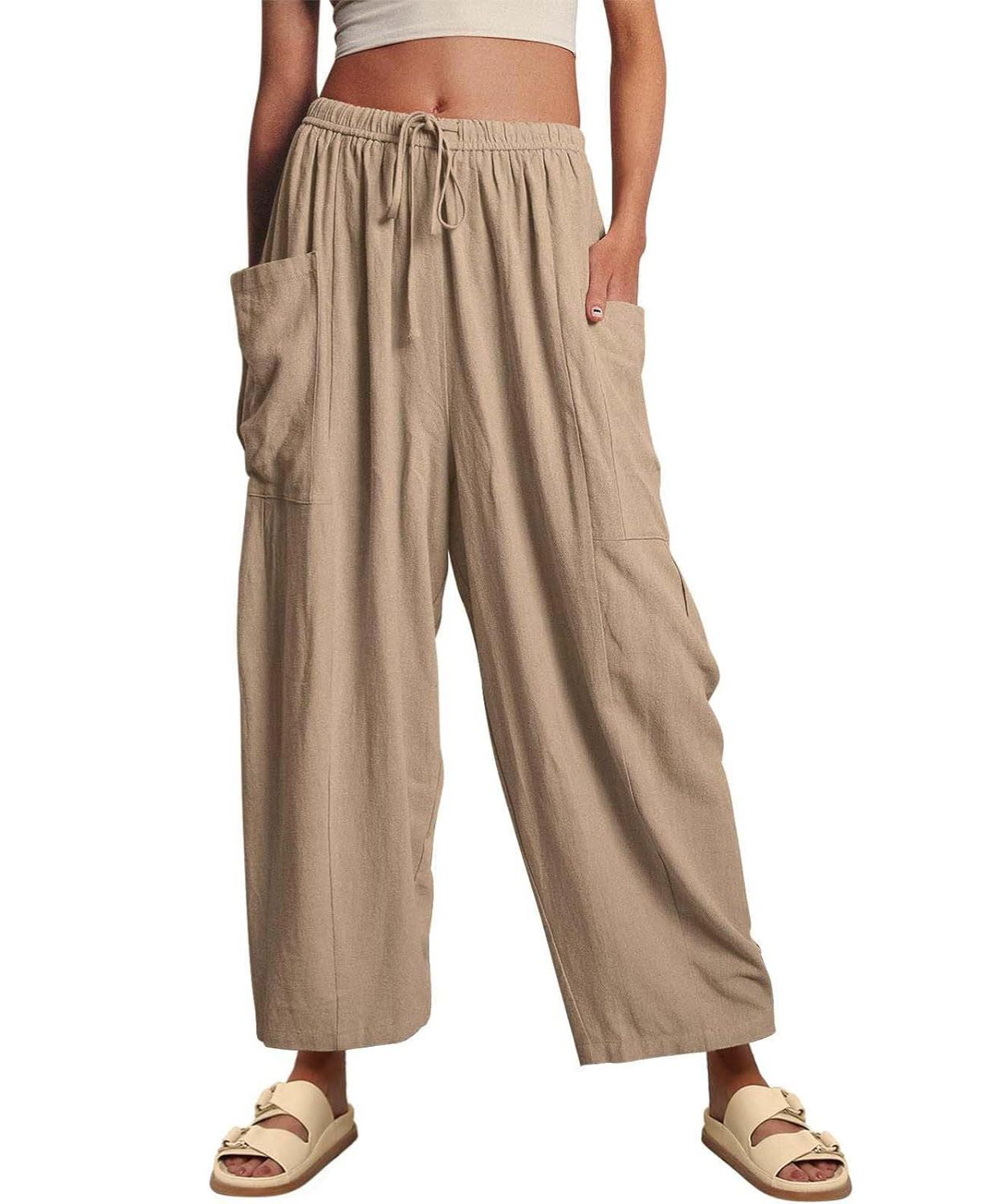 Women‘s Casual Linen Blend Palazzo Pants (Buy 2 Free Shipping)