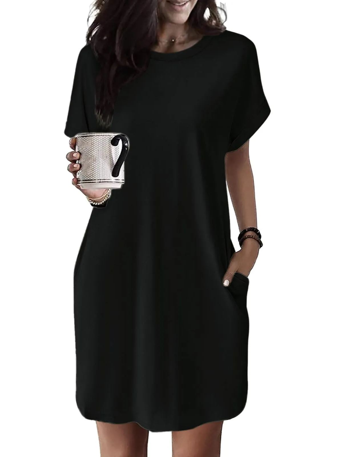 Women's Casual Short Sleeve T-Shirt Dress with Pockets (Buy 2 Free Shipping)