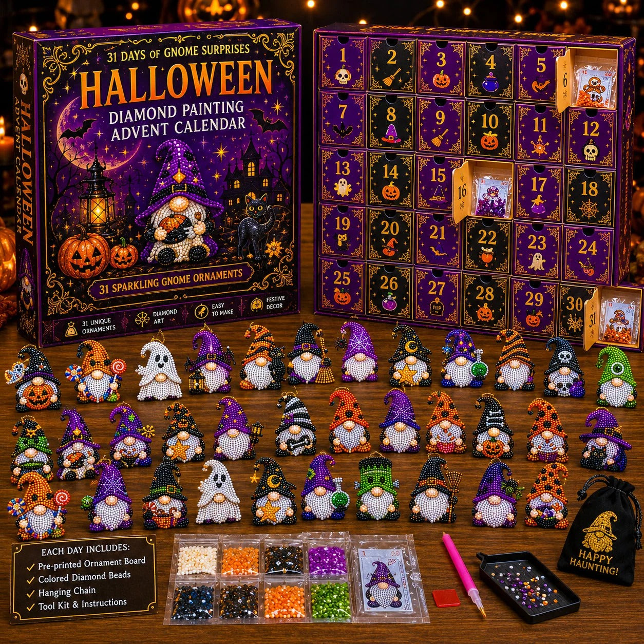 🎃✨ 31 Days of Gnome Surprises Halloween Diamond Painting Advent Calendar