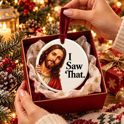 ✝️😂 I Saw That! – Funny Jesus Christmas Ornament