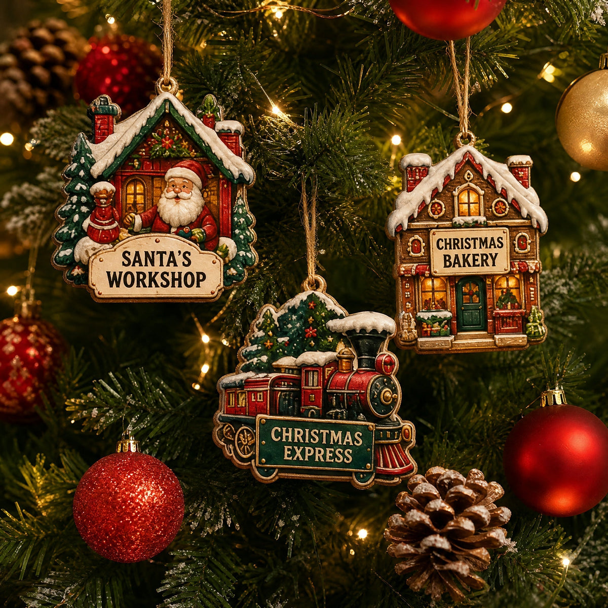 12 Days of Christmas Memories Keepsake Ornament Set – 12 Unique Wooden Christmas Tree Ornaments in Gift Box