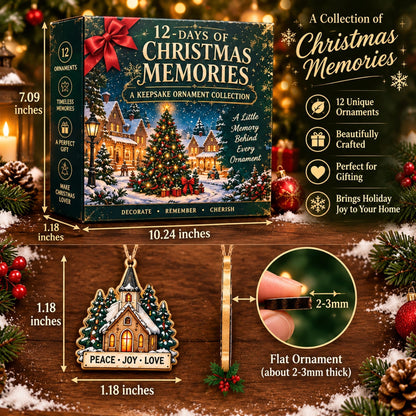 12 Days of Christmas Memories Keepsake Ornament Set – 12 Unique Wooden Christmas Tree Ornaments in Gift Box