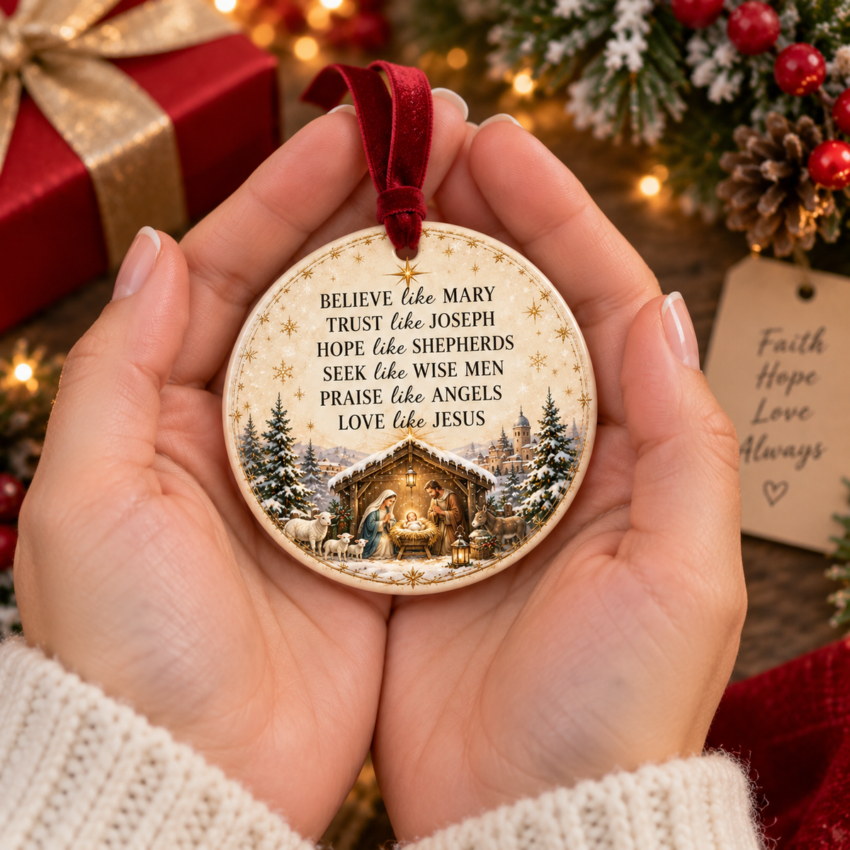 ⏳ Last Day 50% OFF –✝️ Nativity Faith Christmas Ceramic Ornament