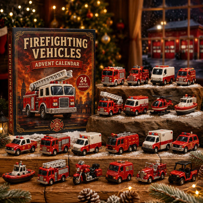 Firefighting Vehicles Advent Calendar 2026 - 24-Day Festive Countdown, Acrylic Charms Blind Box