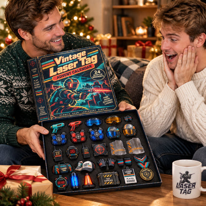 Vintage Laser Tag Advent Calendar 2026 - 24-Day Festive Countdown, Acrylic Charms Blind Box
