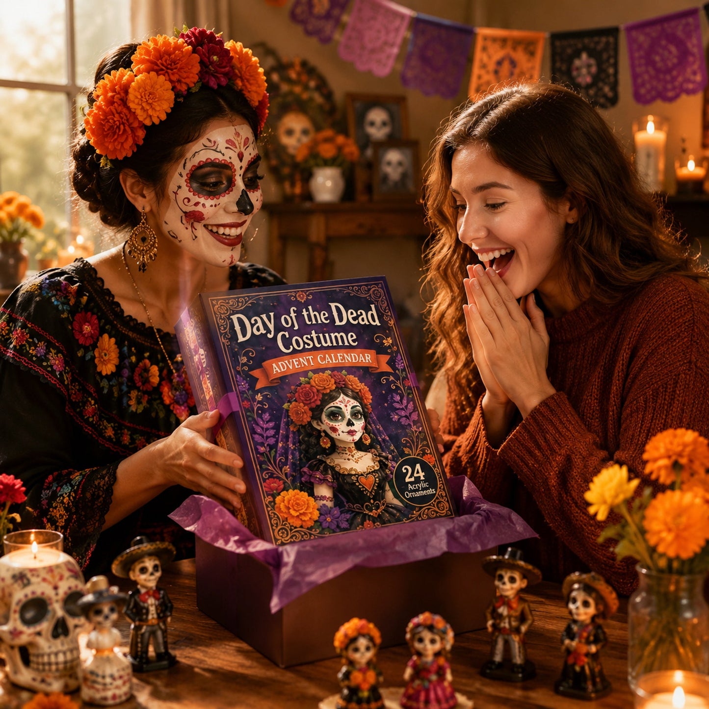 Day of the Dead Costume Advent Calendar 2026 - 24-Day Festive Countdown, Acrylic Charms Blind Box