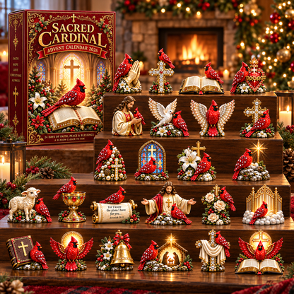 🔥Sacred Cardinal Advent Calendar 2026 – 24 Christian Keepsake Figurines of Faith, Hope & Christmas Blessings.