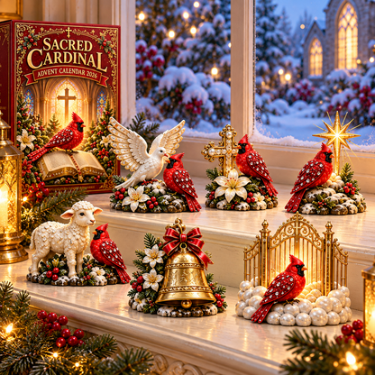 🔥Sacred Cardinal Advent Calendar 2026 – 24 Christian Keepsake Figurines of Faith, Hope & Christmas Blessings.