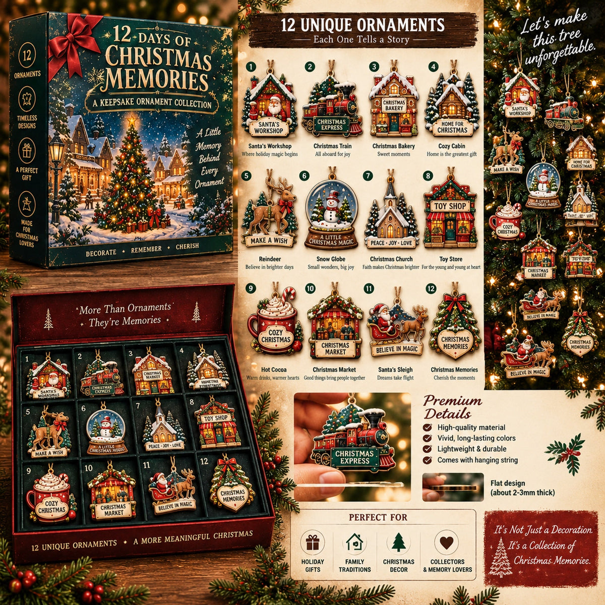 🎄12‑Day Christmas Memories Ornament Set ✨A Story Behind Every Ornament