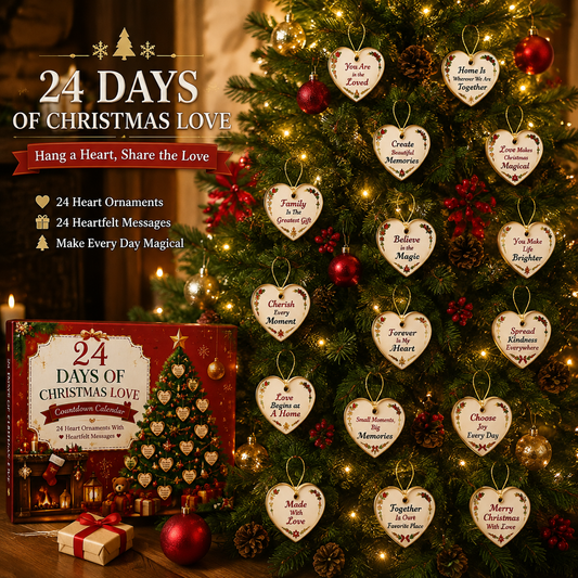 🎄24 Days of Christmas Love Countdown Calendar – Heartfelt Message Ornaments Gift