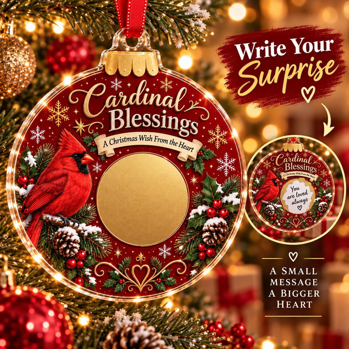 Scratch Surprise Christmas Ornament – Write Your Own Message & Reveal the Surprise 🎁