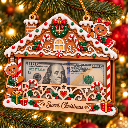 🎄 Wooden Christmas Cash Gift Holder Ornament