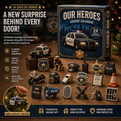 Our Heroes Police Advent Calendar 2026 - 24-Day Festive Countdown, Acrylic Charms Blind Box