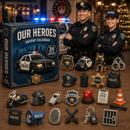 Our Heroes Police Advent Calendar 2026 - 24-Day Festive Countdown, Acrylic Charms Blind Box