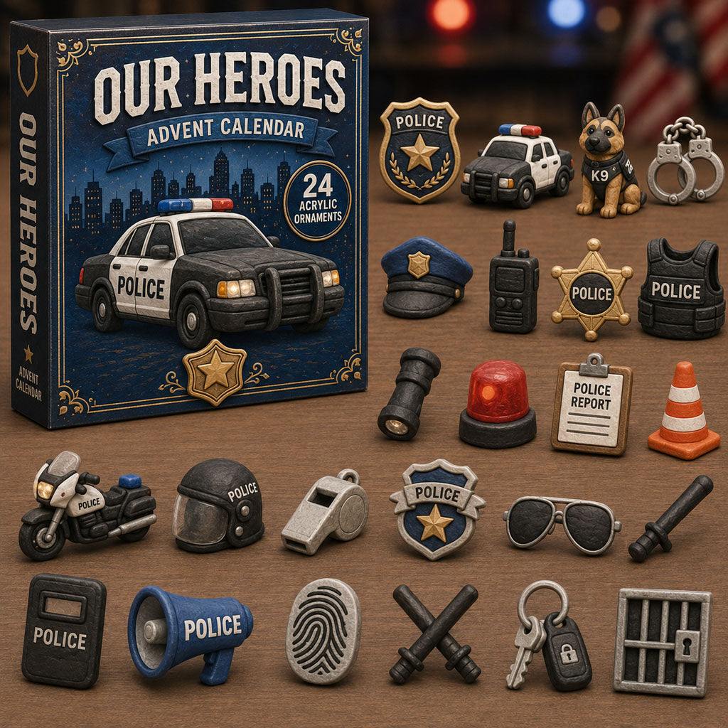 Our Heroes Police Advent Calendar 2026 - 24-Day Festive Countdown, Acrylic Charms Blind Box