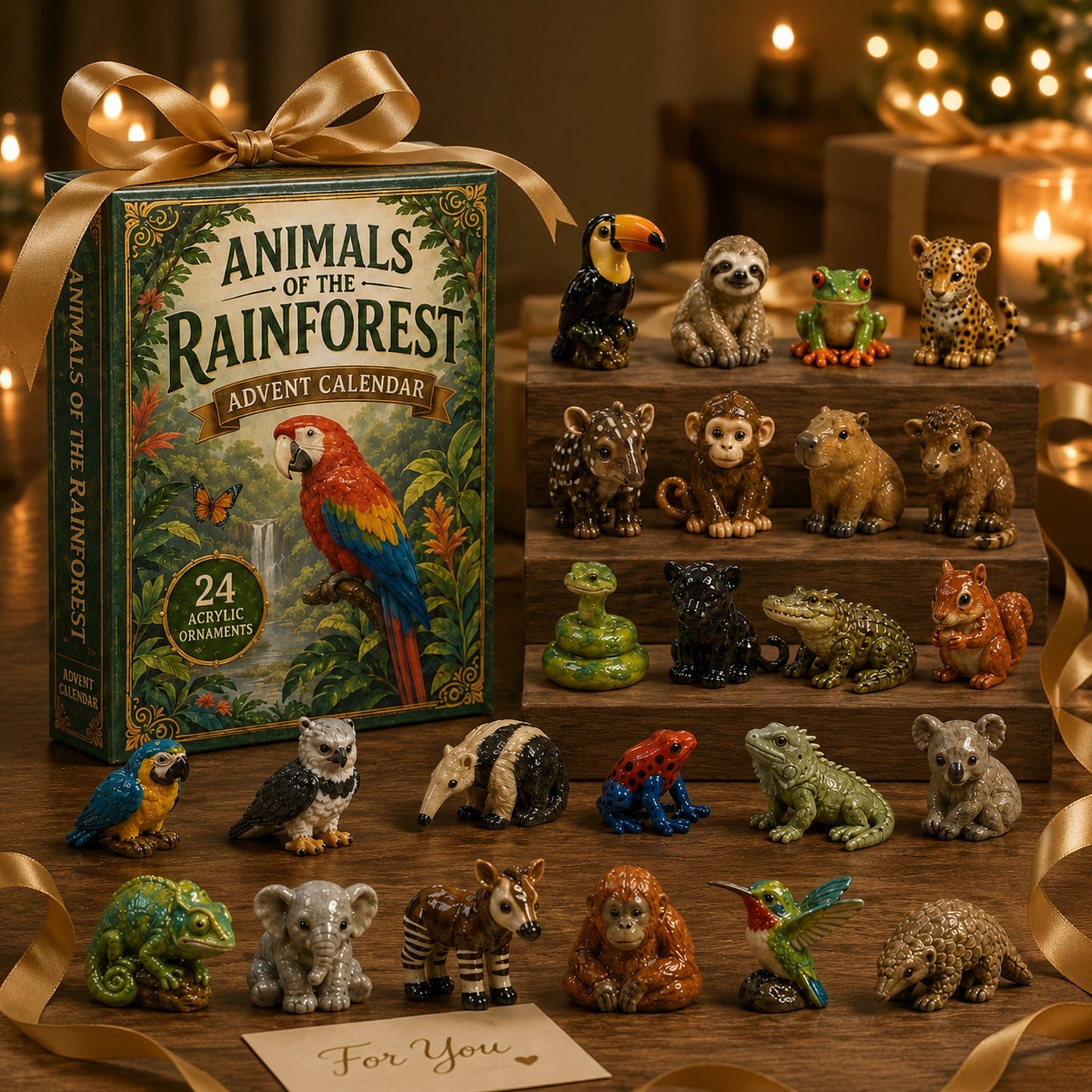 Rainforest Animals Life Advent Calendar 2026 - 24-Day Festive Countdown, Acrylic Charms Blind Box