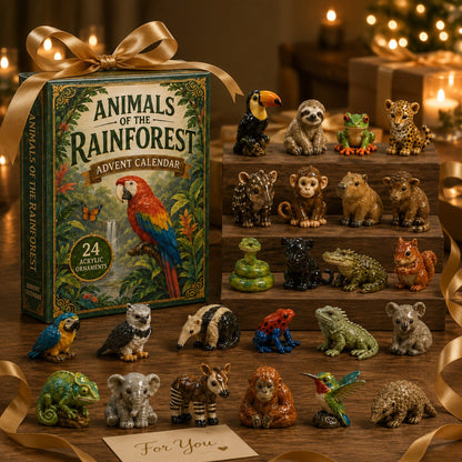 Rainforest Animals Life Advent Calendar 2026 - 24-Day Festive Countdown, Acrylic Charms Blind Box