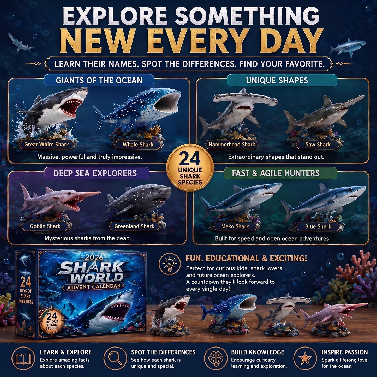 🔥50% Off Today Only-🦈 2026 Shark World Advent Calendar