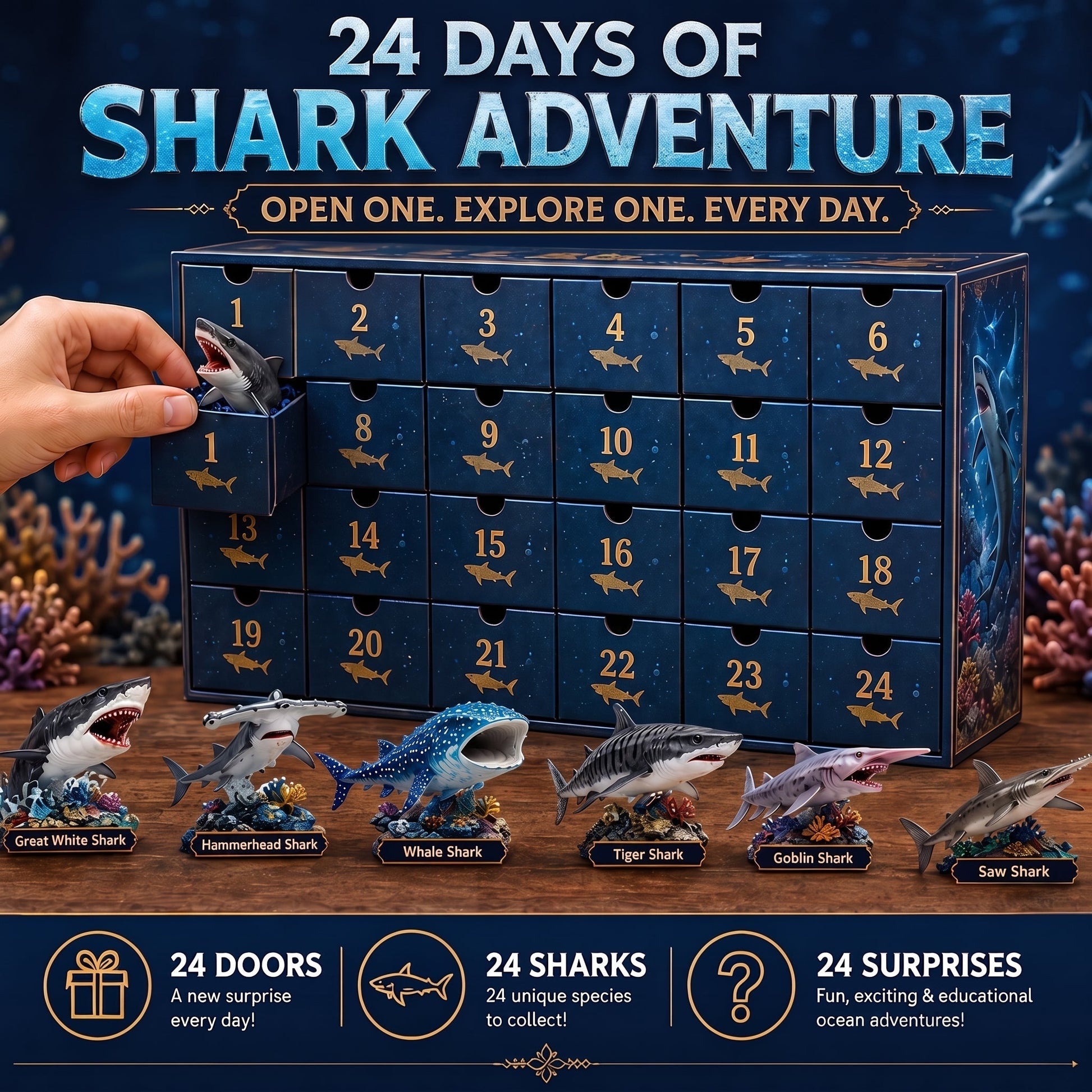 🔥50% Off Today Only-🦈 2026 Shark World Advent Calendar