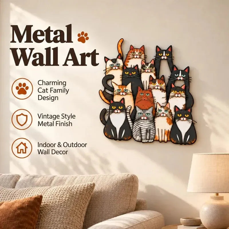 😻🐾Whimsical Cat Family Metal Wall Art