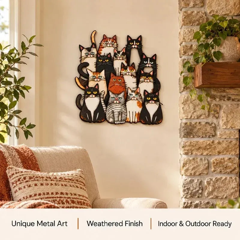 😻🐾Whimsical Cat Family Metal Wall Art