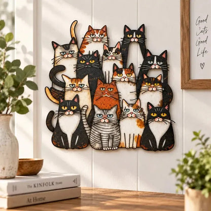 😻🐾Whimsical Cat Family Metal Wall Art
