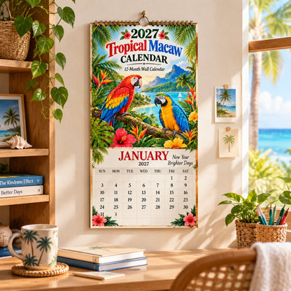 2027 Tropical Macaw Calendar – Colorful 12-Month Wall Calendar