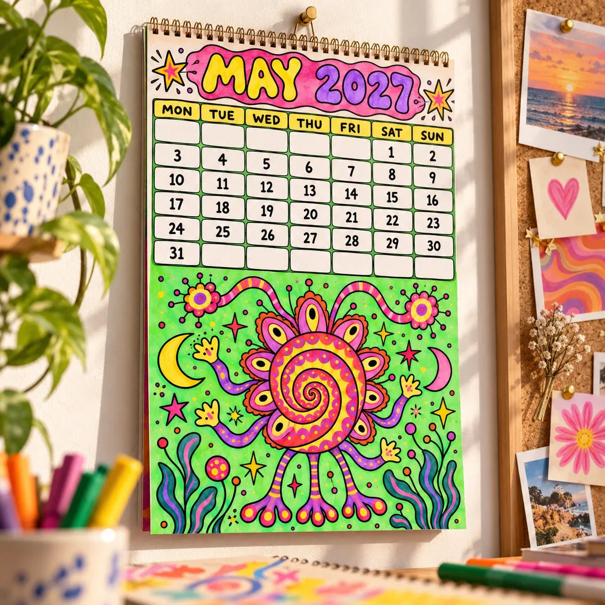 📅🎨2027 Whimsical Art Wall Calendar – 12-Month Fantasy Illustration Calendar