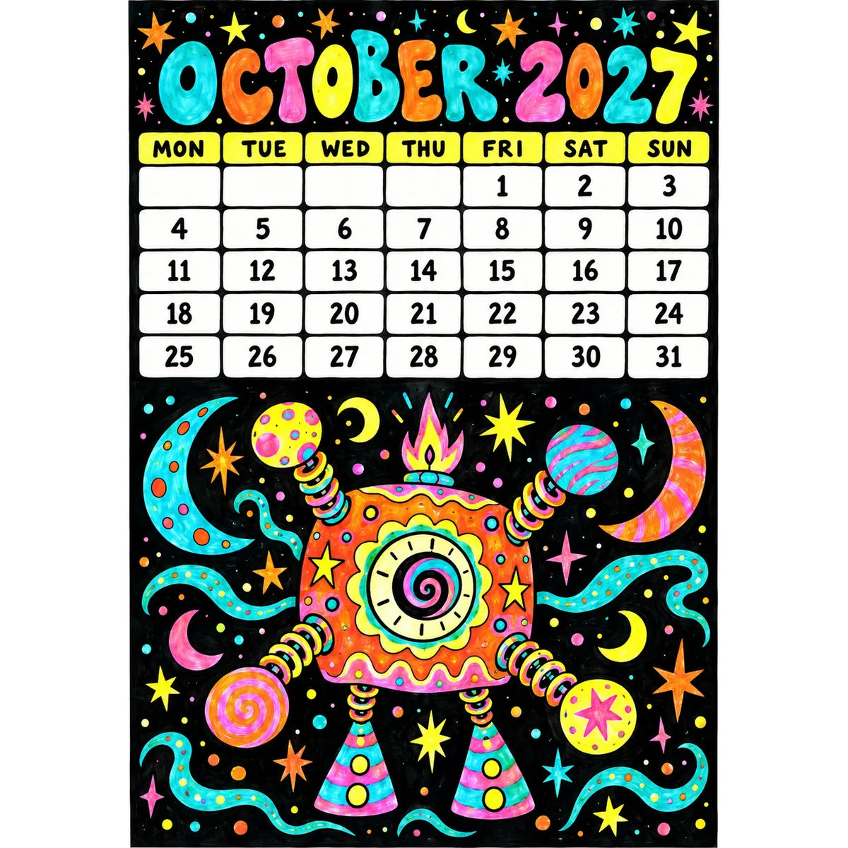 📅🎨2027 Whimsical Art Wall Calendar – 12-Month Fantasy Illustration Calendar
