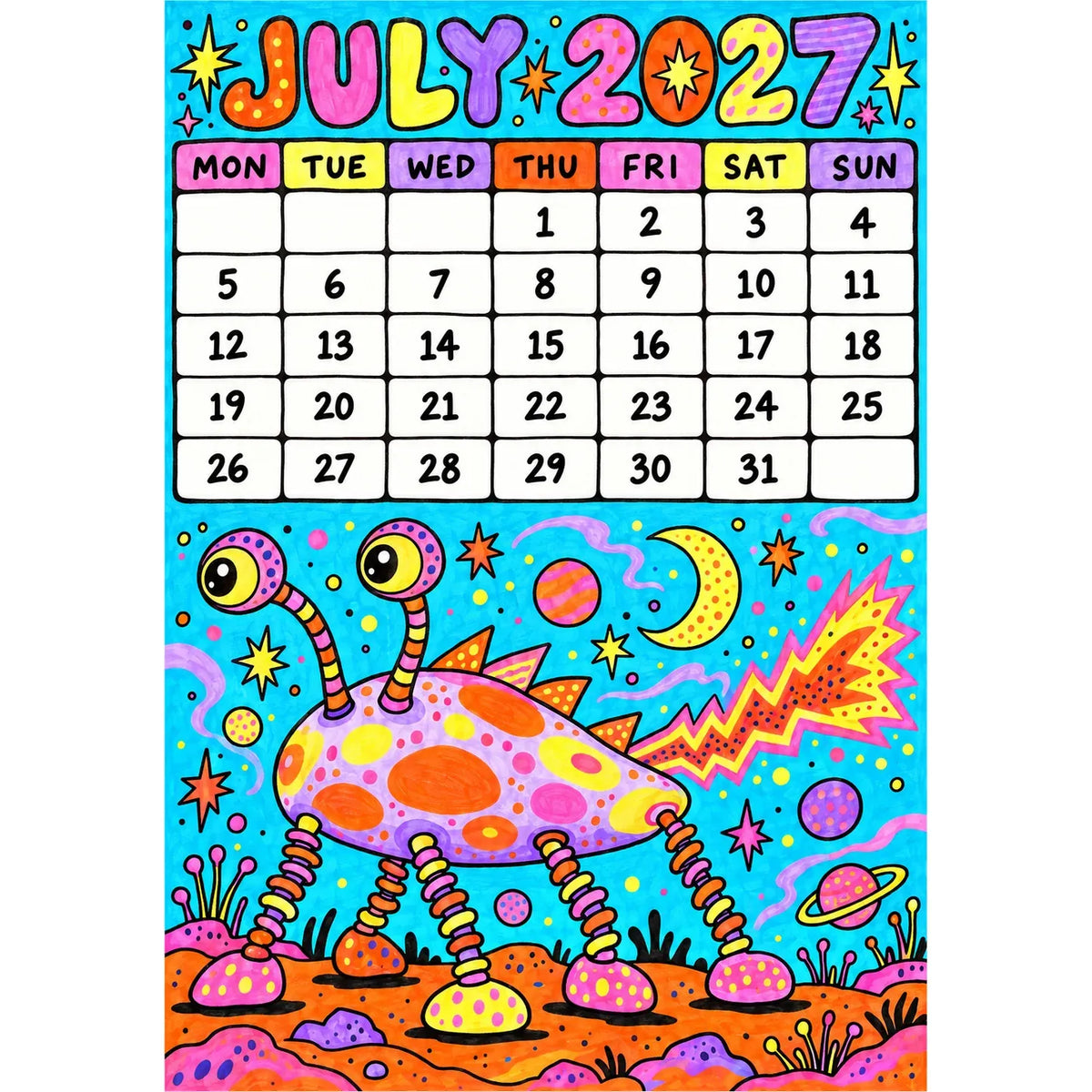 📅🎨2027 Whimsical Art Wall Calendar – 12-Month Fantasy Illustration Calendar