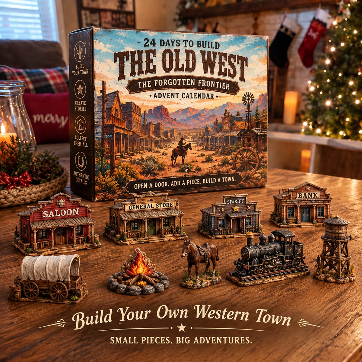The Forgotten Frontier Ghost Town Advent Calendar 🤠 | 24‑Day Build‑Your‑Own Wild West Town Reusable Wooden Countdown