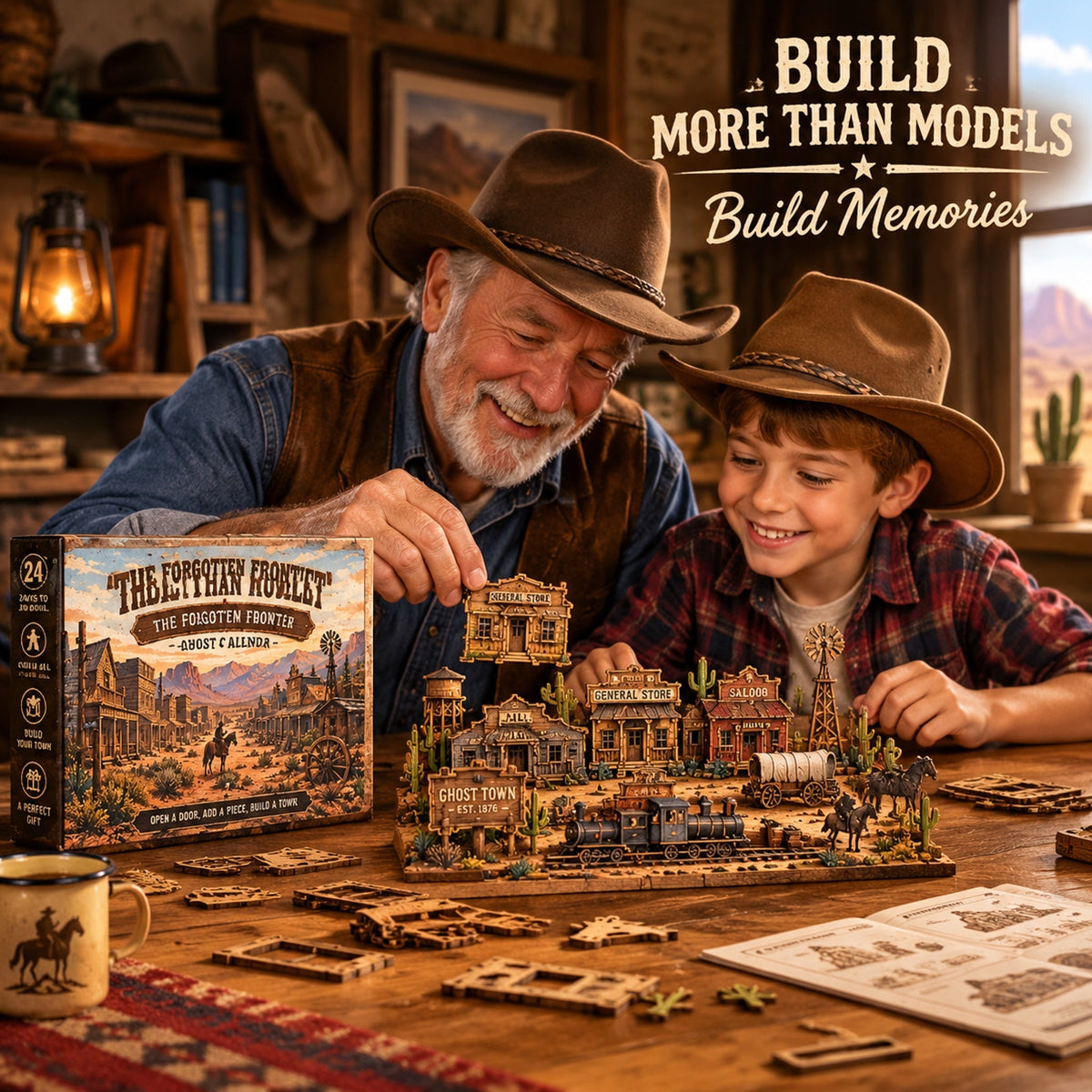 The Forgotten Frontier Ghost Town Advent Calendar 🤠 | 24‑Day Build‑Your‑Own Wild West Town Reusable Wooden Countdown