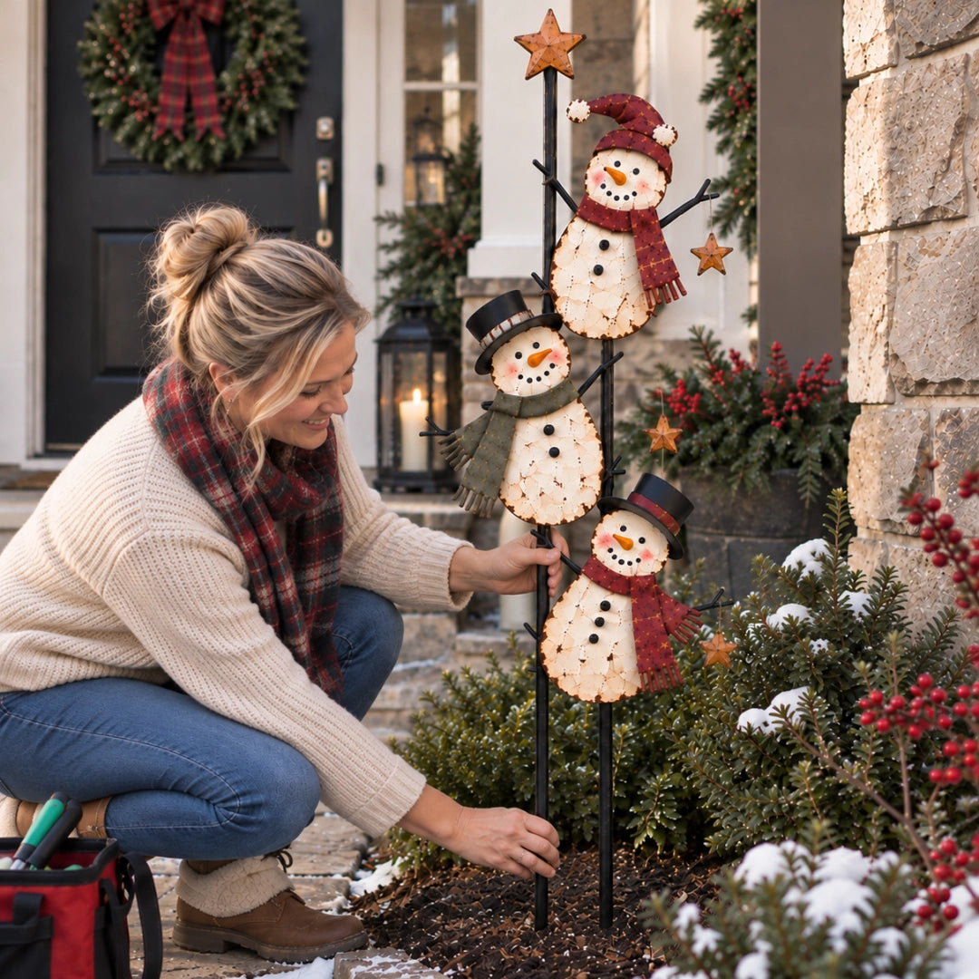 ⛄ Christmas Snowman Yard Stake – Whimsical Holiday Outdoor Decoration