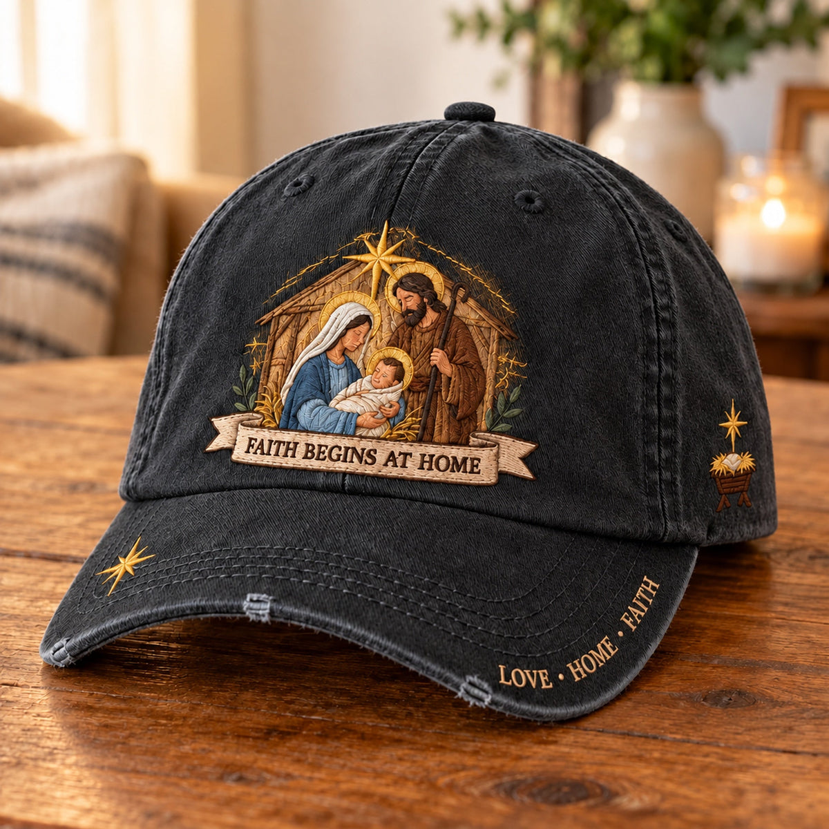 ✝️ ✝️Holy Family Faith Begins At Home Baseball Cap