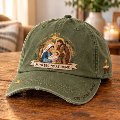 ✝️ ✝️Holy Family Faith Begins At Home Baseball Cap